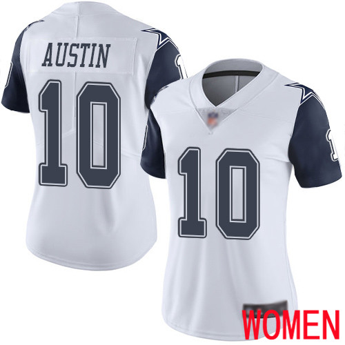 Women Dallas Cowboys Limited White Tavon Austin #10 Rush Vapor Untouchable NFL Jersey->women nfl jersey->Women Jersey
